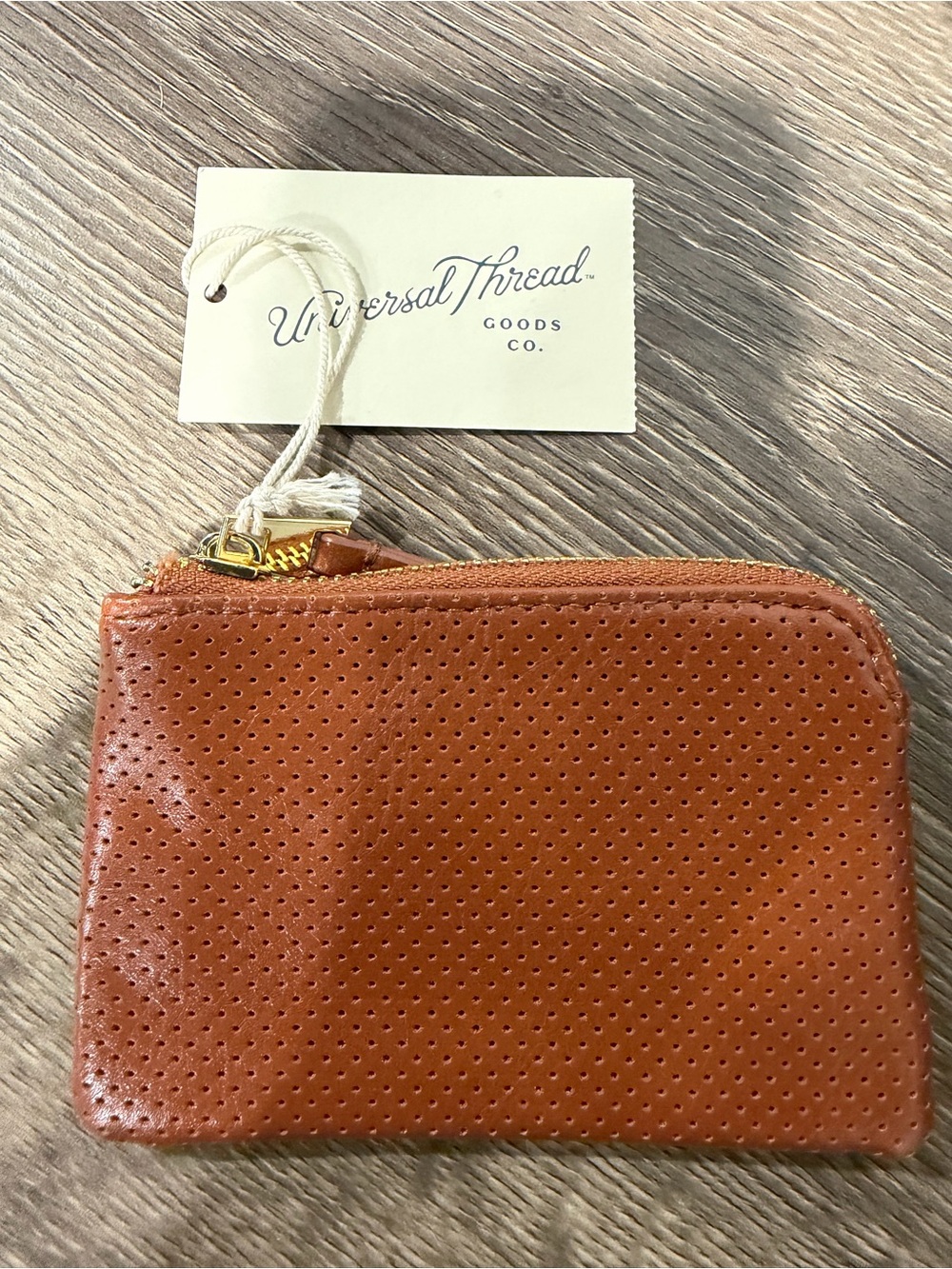 Universal Thread Cognac Brown Zipper Coin Pouch NEW
